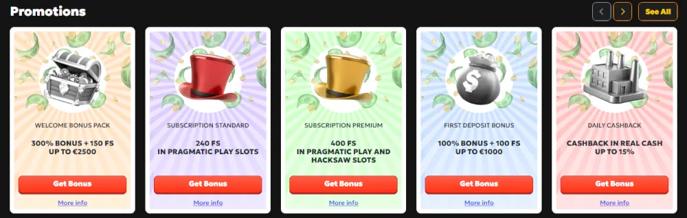 Πλέγμα προωθήσεων MegaRich με πακέτα καλωσορίσματος και μπόνους κατάθεσης